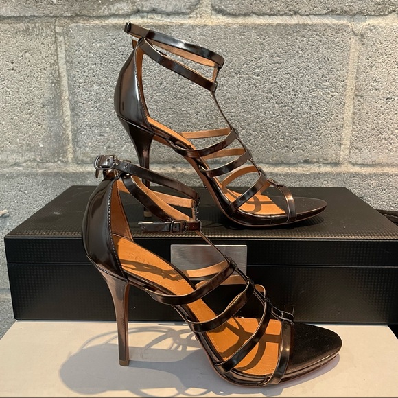Schutz Metallic Strappy Stiletto Sandal - Picture 5 of 10